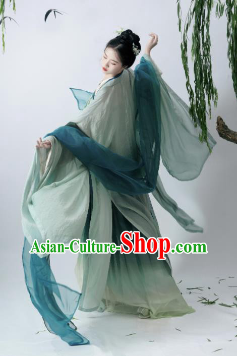 Chinese Traditional Green Hanfu Dress Tang Dynasty Young Lady Costumes Ancient Princess Clothing