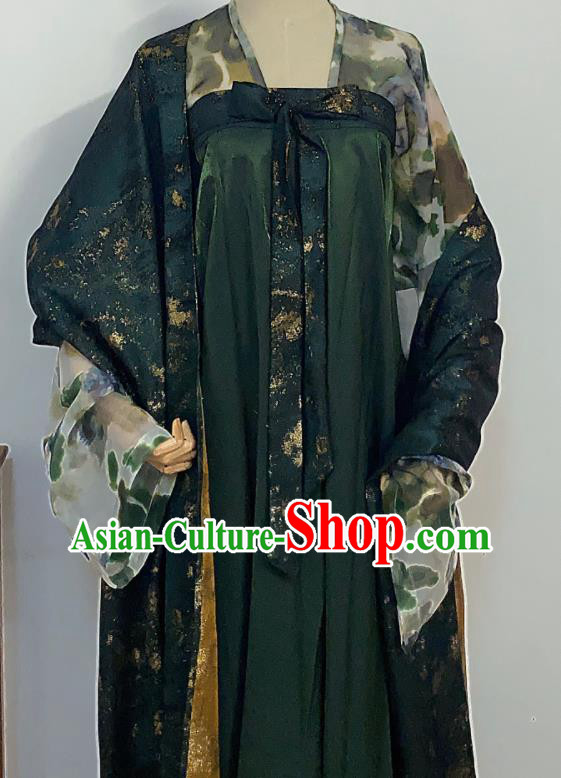 Chinese Tang Dynasty Palace Lady Costumes Ancient Royal Princess Clothing Traditional Green Hanfu Dresses