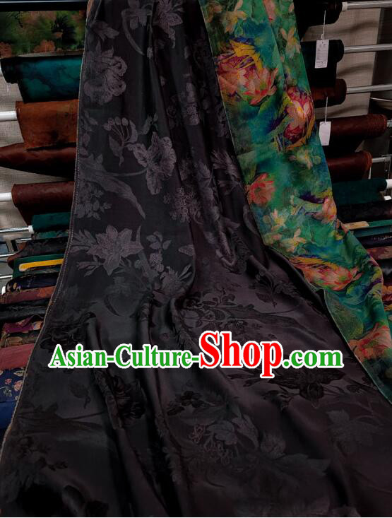 Chinese Classical Lotus Pattern Design Gambiered Guangdong Gauze Fabric Traditional Cheongsam Green Silk Material