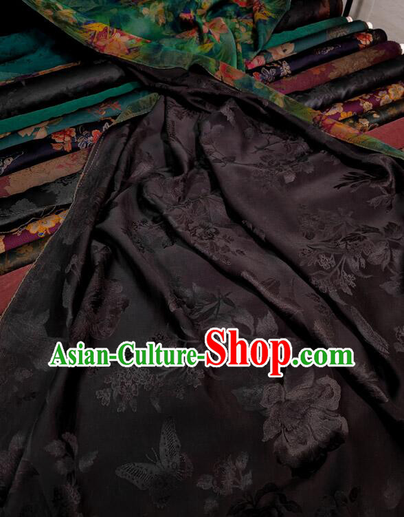 Chinese Classical Lotus Pattern Design Gambiered Guangdong Gauze Fabric Traditional Cheongsam Green Silk Material