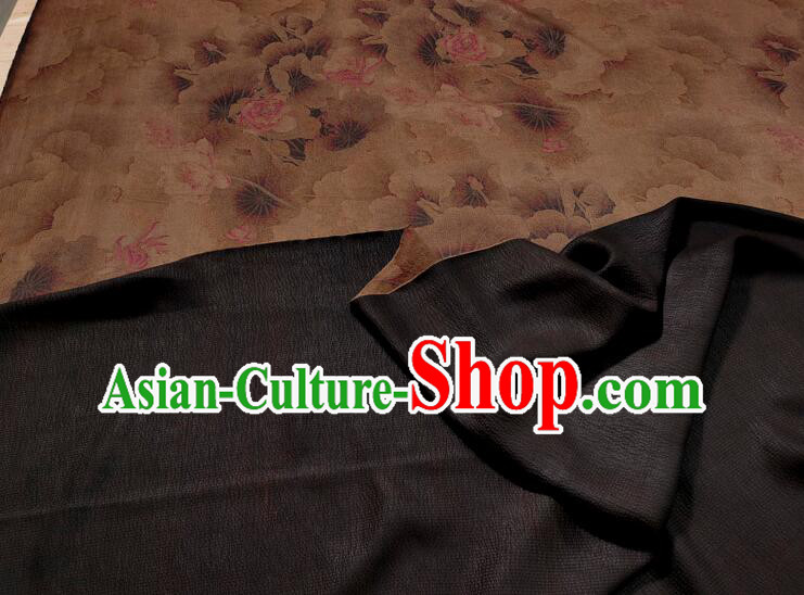 Asian Brown Silk Material Chinese Traditional Peony Pattern Design Gambiered Guangdong Gauze Fabric