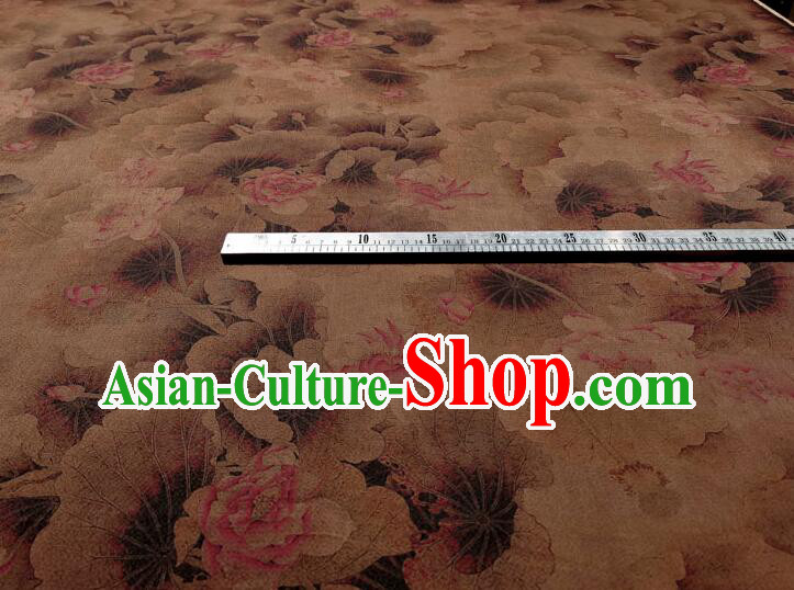 Asian Brown Silk Material Chinese Traditional Peony Pattern Design Gambiered Guangdong Gauze Fabric