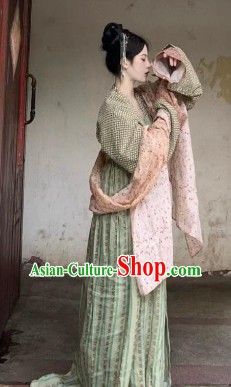 Chinese Ancient Country Lady Dress Tang Dynasty Hanfu Traditional Garment Costumes Complete Set