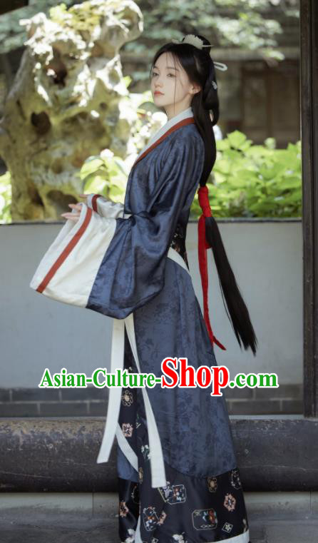 Chinese Traditional Garment Costumes Ancient Palace Lady Dress Han Dynasty Hanfu Curving Front Robe