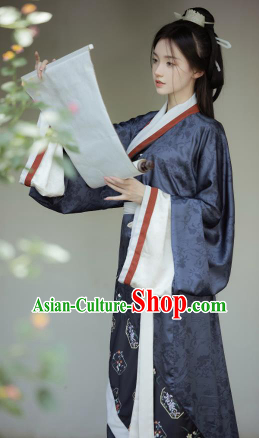 Chinese Traditional Garment Costumes Ancient Palace Lady Dress Han Dynasty Hanfu Curving Front Robe
