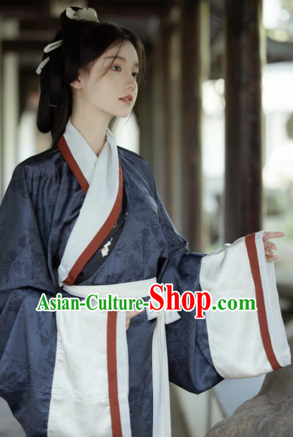 Chinese Traditional Garment Costumes Ancient Palace Lady Dress Han Dynasty Hanfu Curving Front Robe