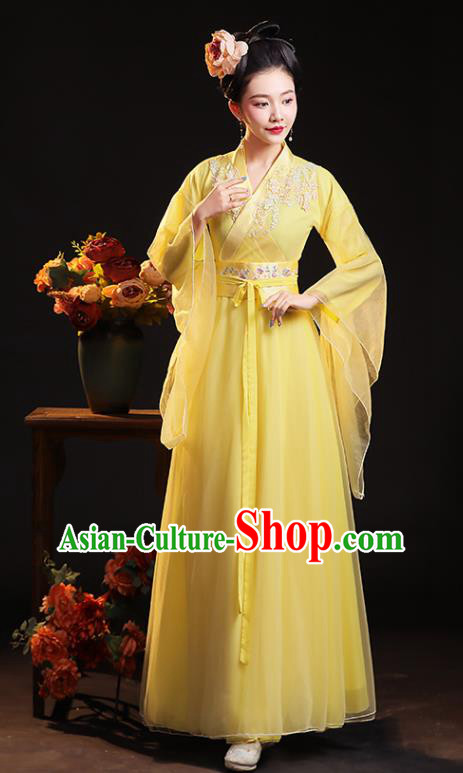 Chinese Ancient Young Mistress Clothing Traditional Yellow Hanfu Dress Song Dynasty Noble Beauty Costume