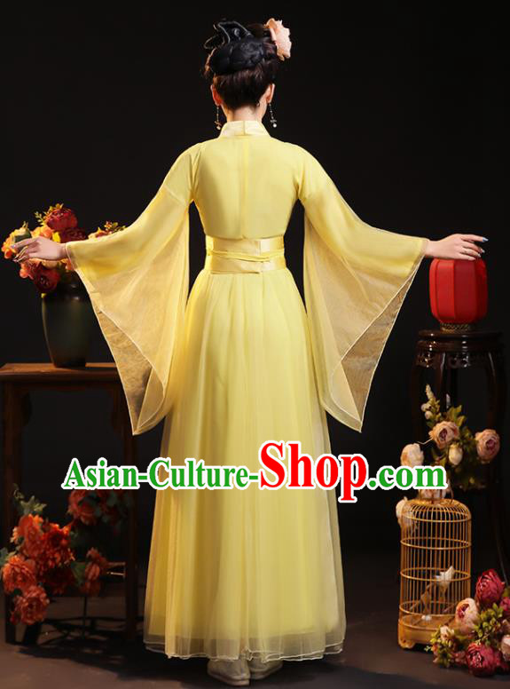 Chinese Ancient Young Mistress Clothing Traditional Yellow Hanfu Dress Song Dynasty Noble Beauty Costume
