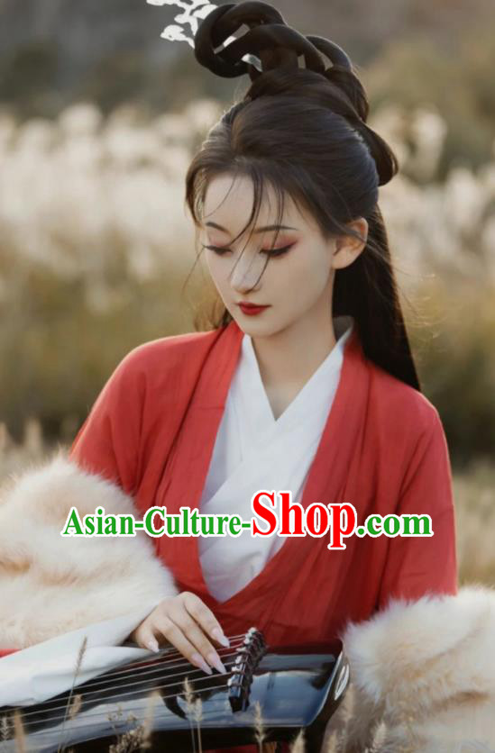 Chinese Ancient Swordswoman Clothing Traditional Red Hanfu Dress Jin Dynasty Princess Costumes