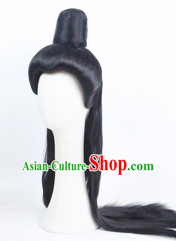 Chinese TV Series Guan Yin Bodhisattva Wig Handmade Gwan Yin Hairpiece Ancient Goddess Headdress