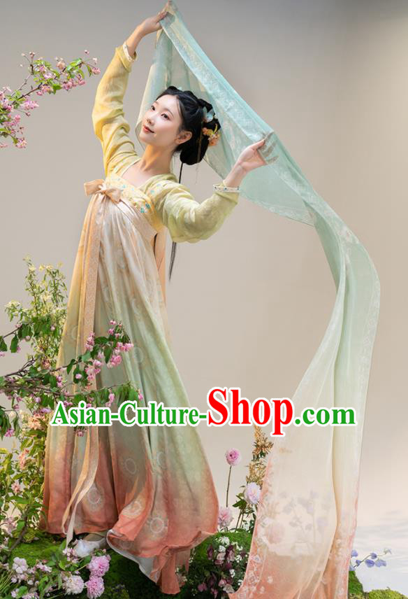 Chinese Traditional Hanfu Dresses Tang Dynasty Young Lady Garment Costumes Ancient Palace Beauty Clothing