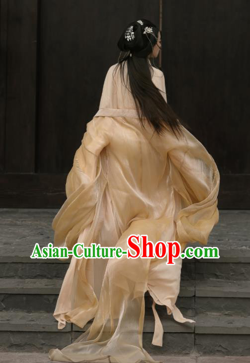Chinese Ancient Young Beauty Clothing Jin Dynasty Swordswoman Garment Costumes Traditional Orangepink Hanfu Dresses