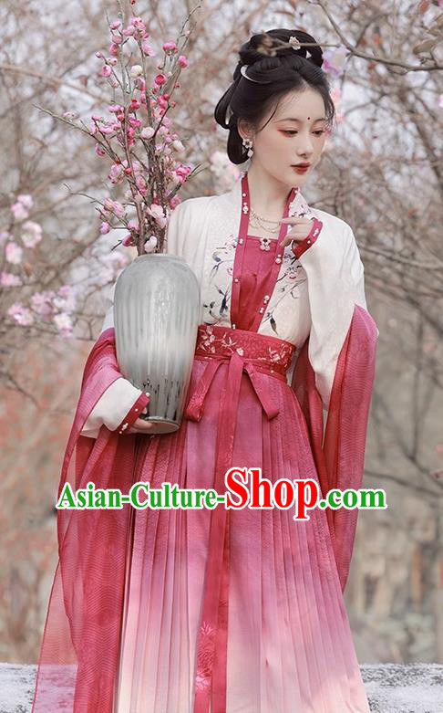 China Song Dynasty Young Woman Dresses Ancient Noble Lady Costumes Traditional Hanfu
