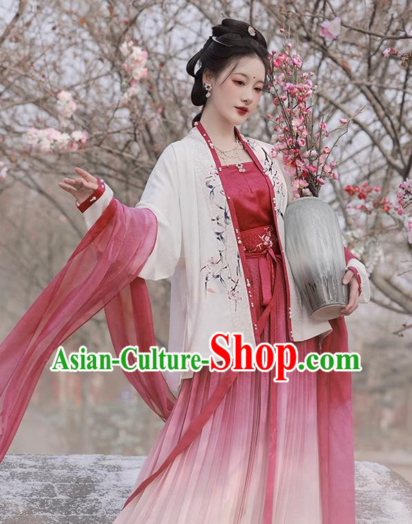 China Song Dynasty Young Woman Dresses Ancient Noble Lady Costumes Traditional Hanfu