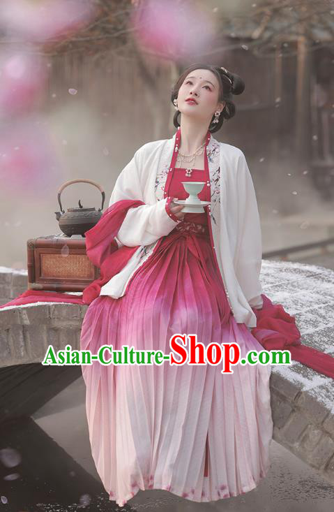 China Song Dynasty Young Woman Dresses Ancient Noble Lady Costumes Traditional Hanfu