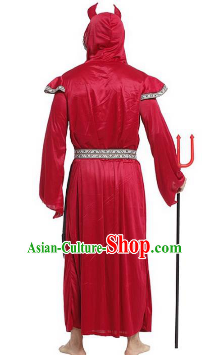 Halloween Cosplay Satan of Death Costume Fancy Ball Demon Red Clothing