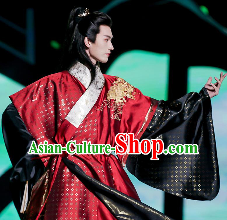 China Ancient Young Childe Costumes Ming Dynasty Scholar Clothing Traditional Hanfu Brocade Robes