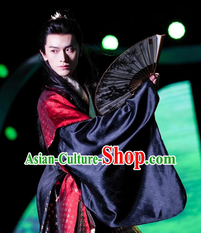 China Ancient Young Childe Costumes Ming Dynasty Scholar Clothing Traditional Hanfu Brocade Robes