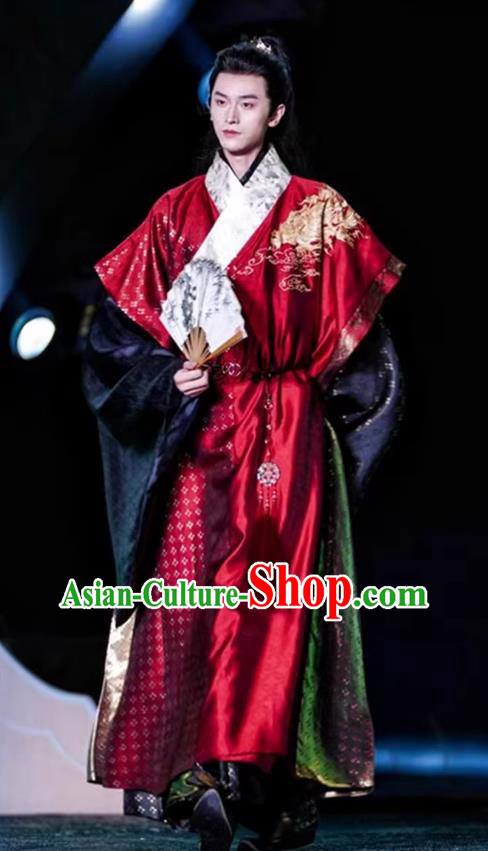 China Ancient Young Childe Costumes Ming Dynasty Scholar Clothing Traditional Hanfu Brocade Robes