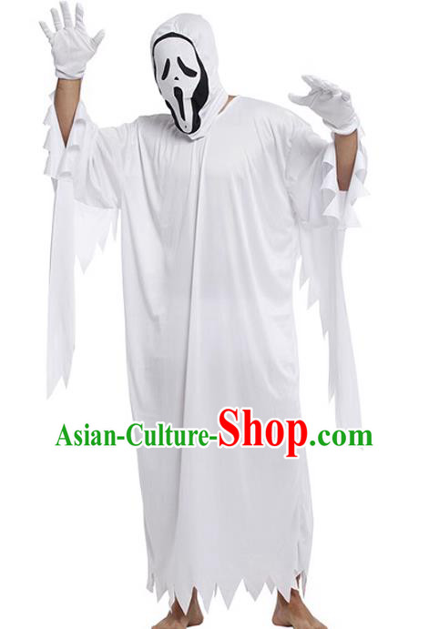 Top Halloween Costume Cosplay White Ghost Robe Fancy Ball Devil Clothing