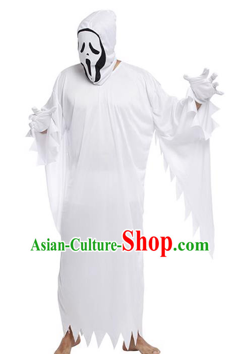 Top Halloween Costume Cosplay White Ghost Robe Fancy Ball Devil Clothing