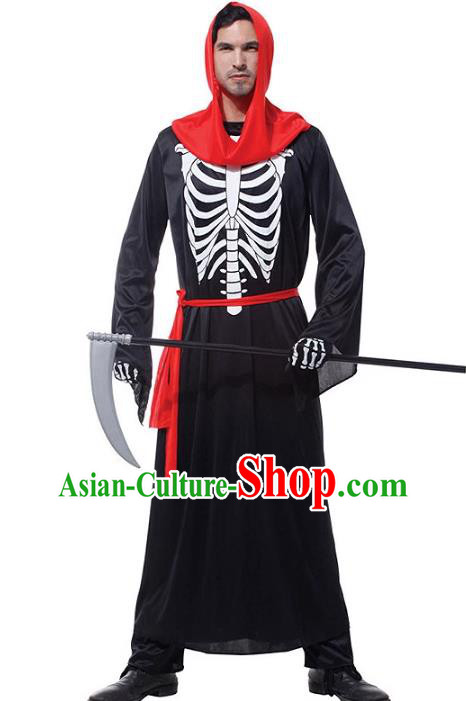 Top Cosplay Ghost Black Robe Fancy Ball God of Death Clothing Halloween Demon Costume