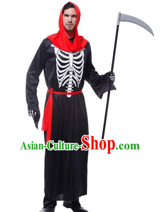Top Cosplay Ghost Black Robe Fancy Ball God of Death Clothing Halloween Demon Costume