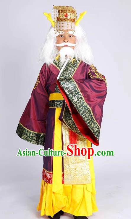 Top Children Halloween Fancy Ball Costume Cosplay King Red Outfit Journey to the West King of the Eastern Seas Ao Guang Clothing