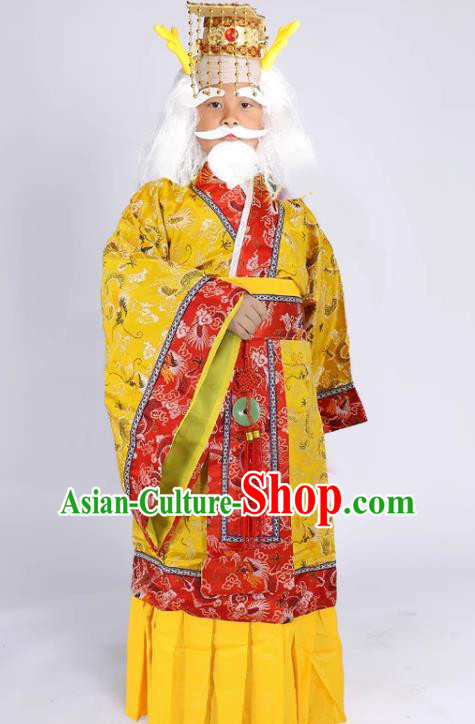 Journey to the West King of the South Seas Ao Qin Clothing Top Children Halloween Fancy Ball Costume Cosplay King Yellow Outfit