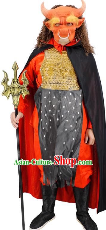 Journey to the West Bull Demon King Clothing Top Halloween Fancy Ball Costume Cosplay Monster Black Cape Outfit