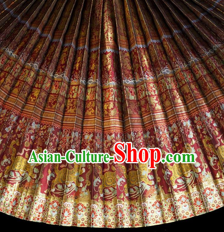 China Ancient Young Lady Costumes Ming Dynasty Princess Clothing Traditional Hanfu Red Blouse and Skirt Complete Set
