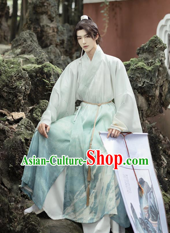 China Traditional Hanfu Robes Ancient Young Childe Costumes Ming Dynasty Swordsman Clothing