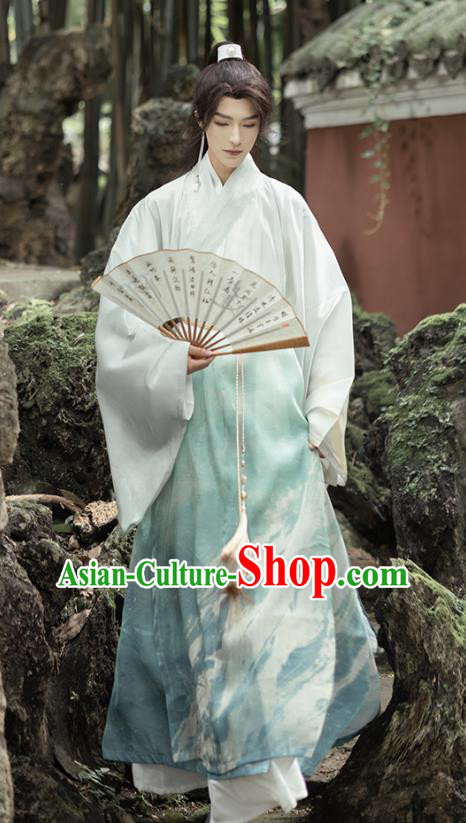 China Traditional Hanfu Robes Ancient Young Childe Costumes Ming Dynasty Swordsman Clothing