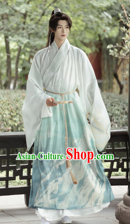 China Traditional Hanfu Robes Ancient Young Childe Costumes Ming Dynasty Swordsman Clothing