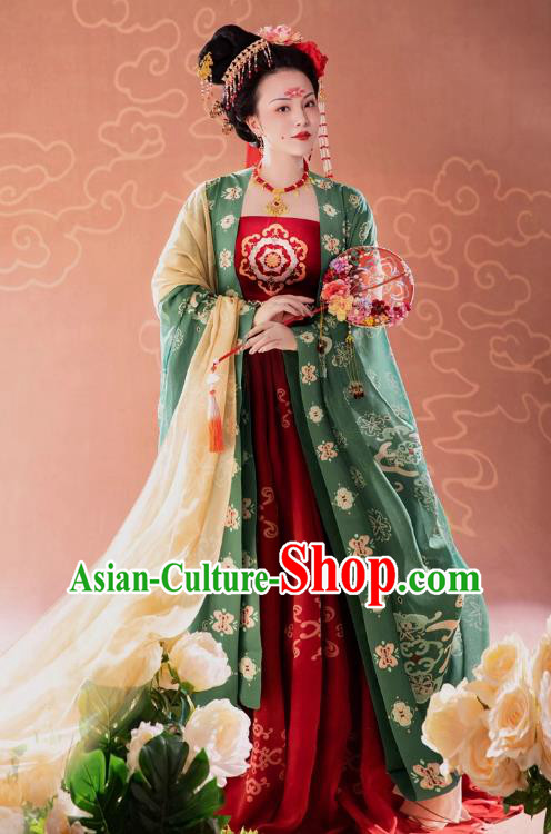 China Tang Dynasty Imperial Concubine Yang Clothing Traditional Hanfu Hezi Qun Ancient Court Woman Costumes