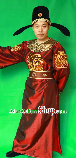China Tang Dynasty Official Costume Ancient Swordsman Clothing Amazing Detective Di Renjie Wine Red Robe