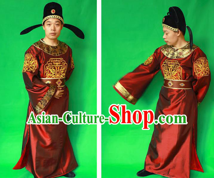 China Tang Dynasty Official Costume Ancient Swordsman Clothing Amazing Detective Di Renjie Wine Red Robe
