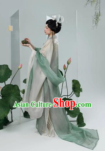 China Song Dynasty Royal Princess Green Dress Ancient Young Woman Costumes Traditional Hanfu