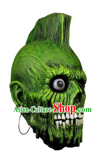 Top Fancy Ball Green Skull Headwear Cosplay Demon Prop Halloween Zombie Mask