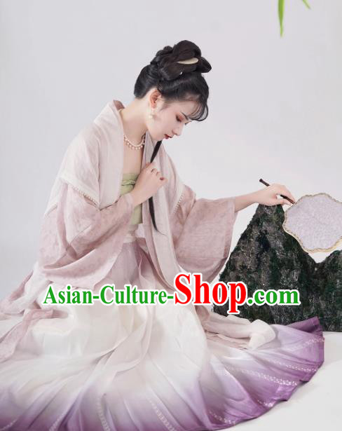 China Traditional Hanfu Dresses Ancient Young Woman Costumes Song Dynasty Historical Clothing