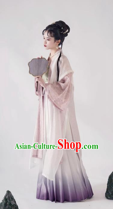 China Traditional Hanfu Dresses Ancient Young Woman Costumes Song Dynasty Historical Clothing