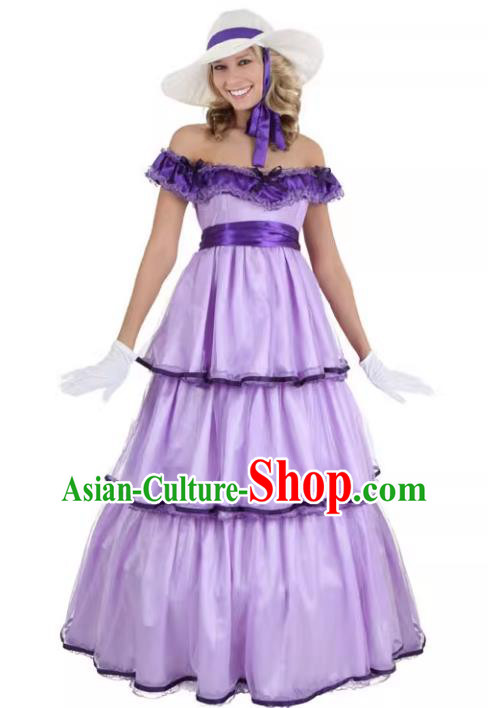 Halloween Party Costume Stage Performance Farm Mistress Clothing Princess Purple Dress
