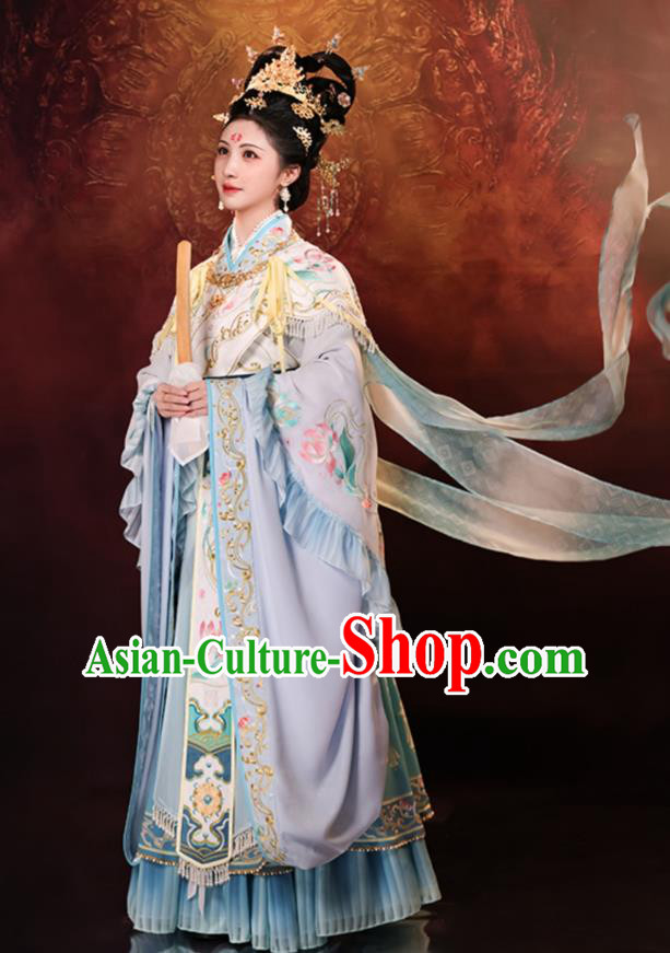 China Ancient Southern and Northern Dynasties Empress Costumes Traditional Female Hanfu Dunhuang Mural Goddess Dress
