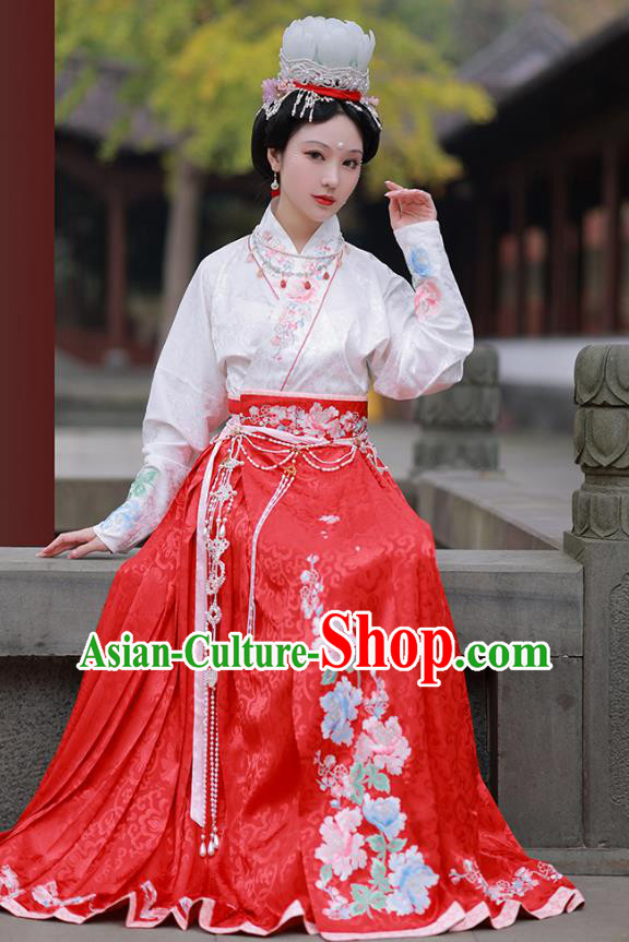 China Song Dynasty Woman Costumes Winter Fashion Embroidered Hanfu Dresses Ancient Empress Clothing