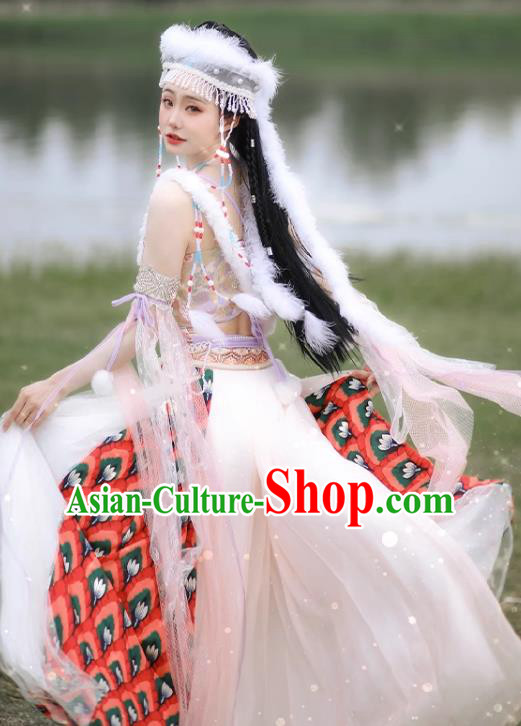 Princess Pearl Xiangfei Hanxiang Dress China Ancient Xinjiang Ethnic Beauty Clothing and Headdress