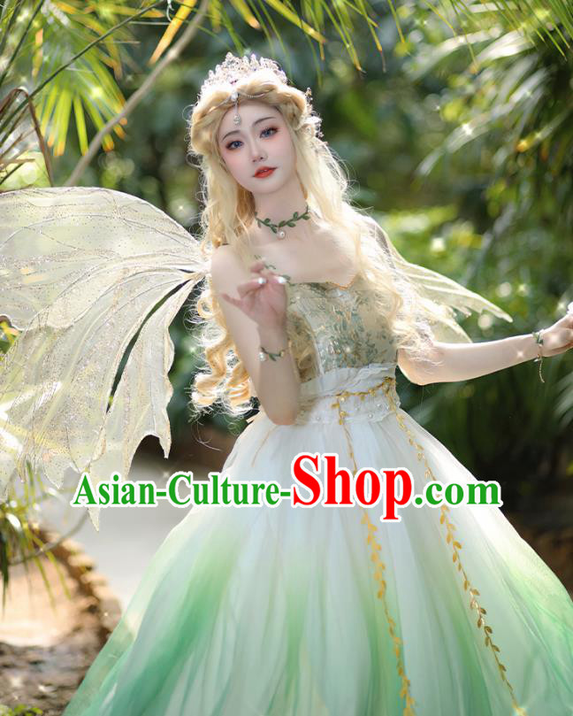 Fairy Si Teng Green Hezi Dress Queen Hanfu China Ancient Goddess Clothing
