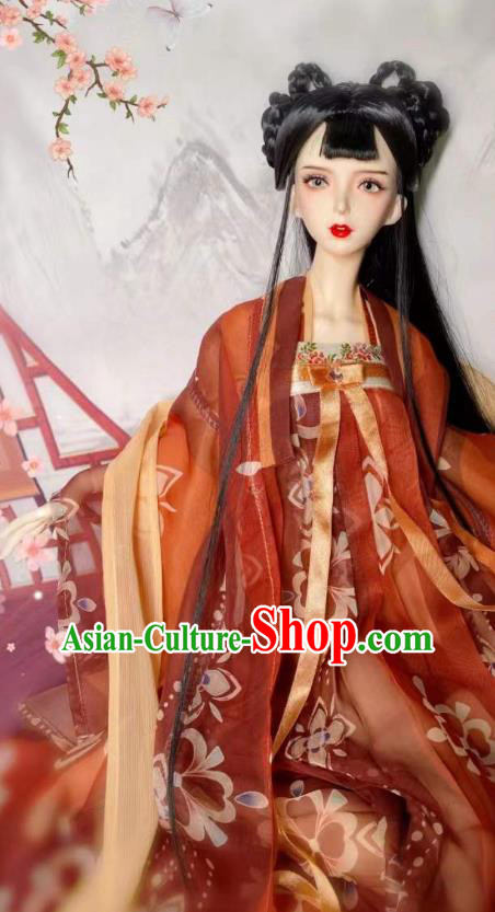 Handmade BJD Costume Top Figurine Hanfu Clothing Customize Ancient Girl Red Ruqun Dress