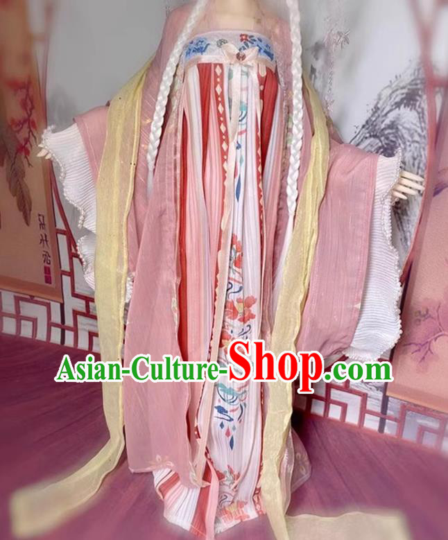 Customize Ancient Girl Light Pink Ruqun Dress Handmade BJD Costume Top Figurine Hanfu Clothing