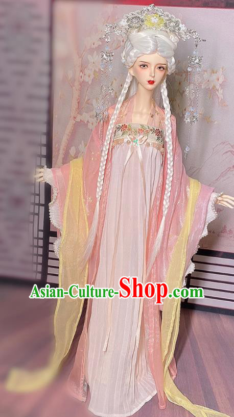 Top Super Dollfie Hanfu Clothing Customize Ancient Girl Light Pink Ruqun Dress Handmade BJD Costume