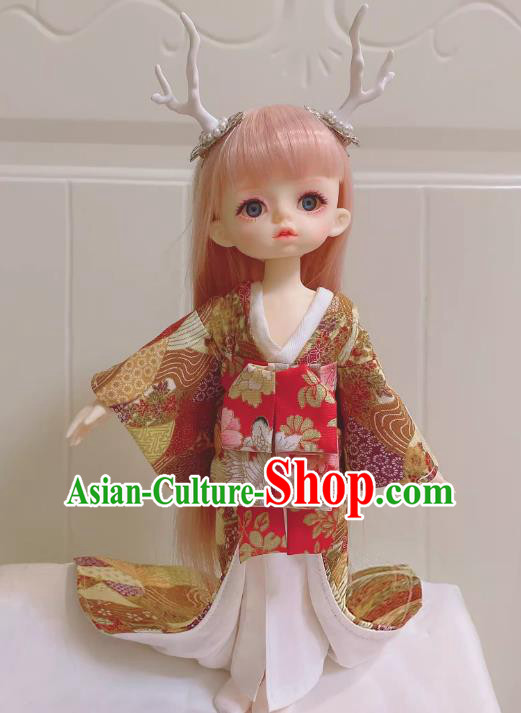 Customize Courtesan Trailing Kimono Handmade BJD Doll Costume Top Super Dollfie Japanese Clothing